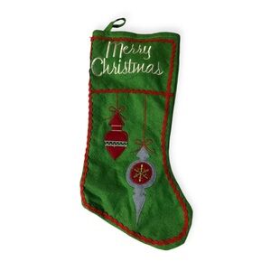 Christmas Stocking Green Red Tree Ornament Design Merry Christmas